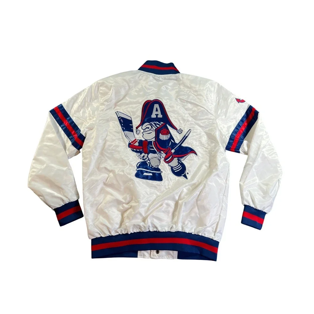 Vintage‎ Starter Milwaukee Admirals Jacket Mens Medium White Satin Bomber AHL